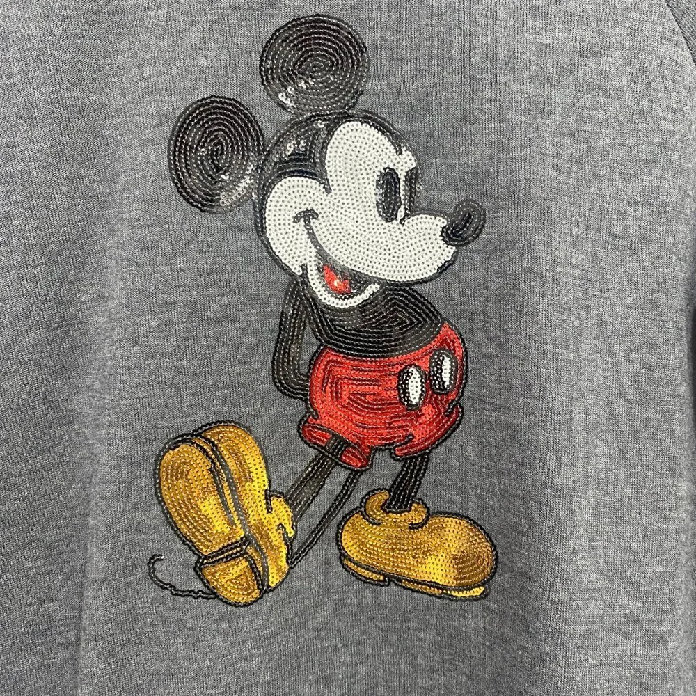 Disney Mickey Mouse Sequin Pullover Sweatshirt Heather Gray Size Large - Picture 4 of 6